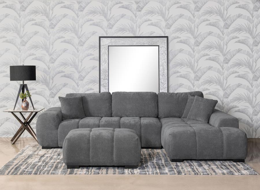 Octavia Upholstered Sectional Chaise Sofa Charcoal Grey view 2