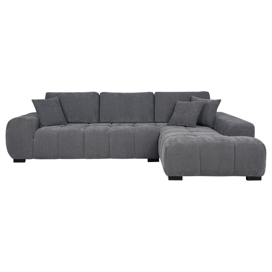 Octavia Upholstered Sectional Chaise Sofa Charcoal Grey view 3