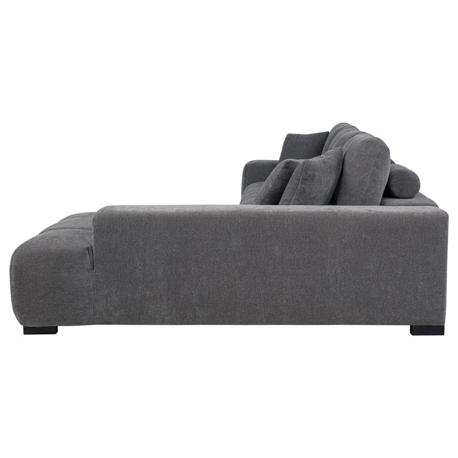 Octavia Upholstered Sectional Chaise Sofa Charcoal Grey view 4