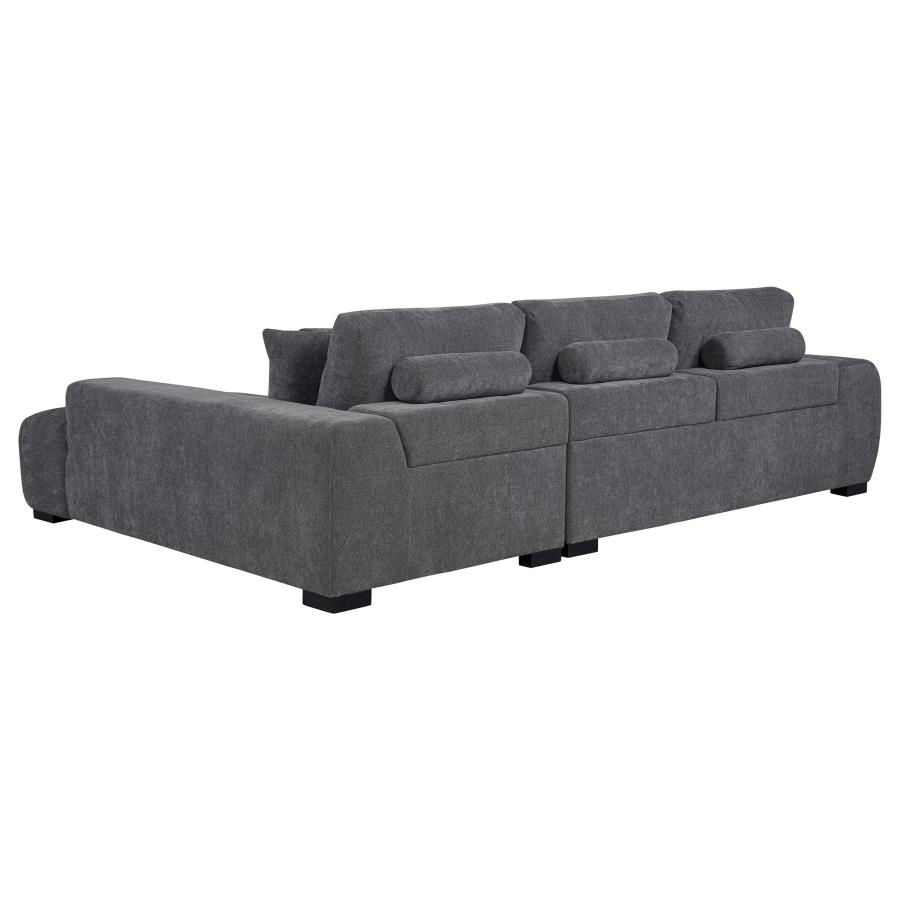 Octavia Upholstered Sectional Chaise Sofa Charcoal Grey view 5