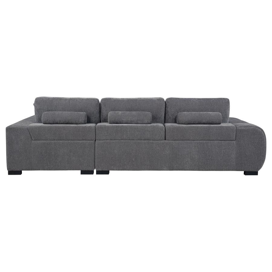 Octavia Upholstered Sectional Chaise Sofa Charcoal Grey view 6
