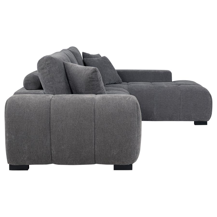Octavia Upholstered Sectional Chaise Sofa Charcoal Grey view 7