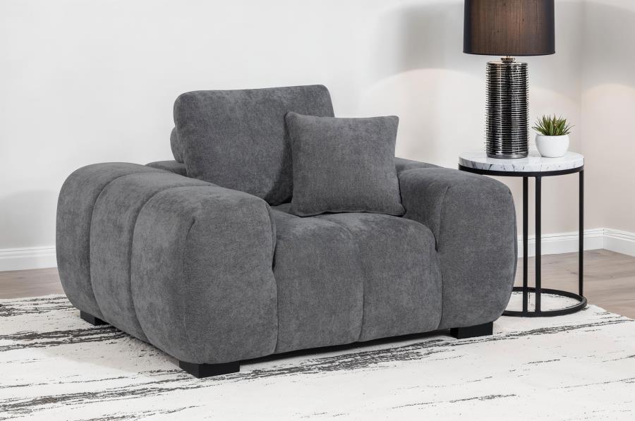 Octavia Upholstered Track Arm Accent Chair Charcoal Grey view 2