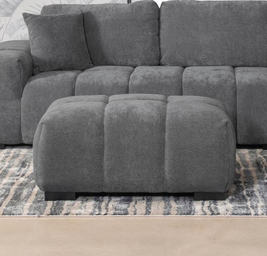 Octavia Upholstered Rectangular Ottoman Charcoal Grey view 2