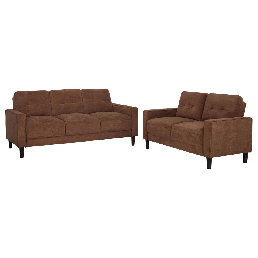 Bowen II 2-piece Fabric Upholstered Track Arm Sofa Set Rust view 2