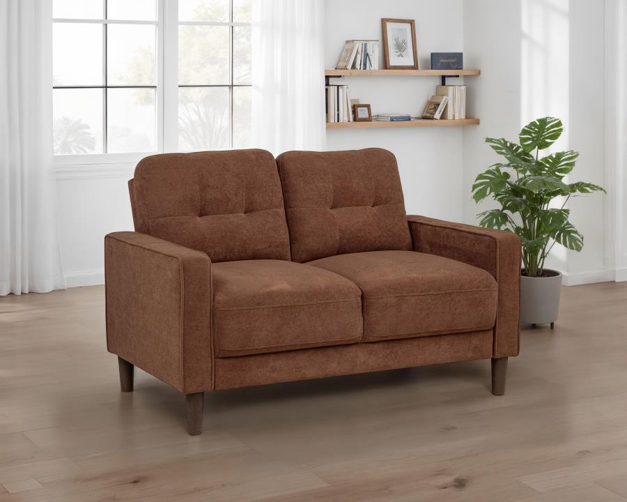 Bowen II Fabric Upholstered Track Arm Loveseat Rust view 2