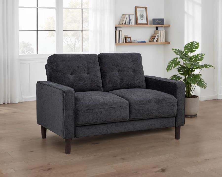 Bowen II Fabric Upholstered Track Arm Loveseat Steel Grey view 2
