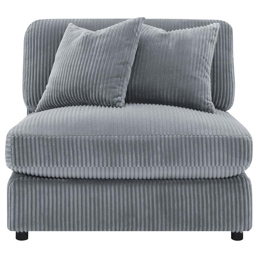 Blaine Upholstered Armless Chair Fog view 3