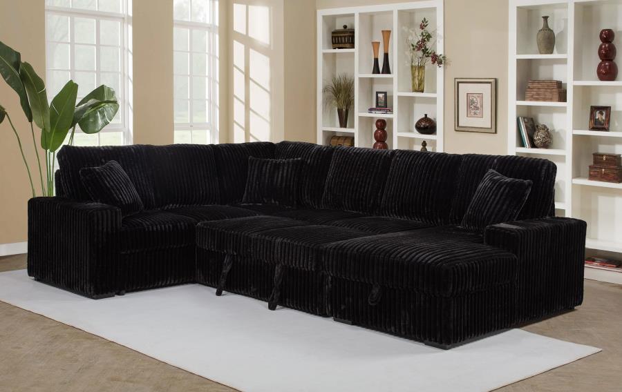 Devonshire Sleeper Sectional Sofa Storage Chaise Black view 4