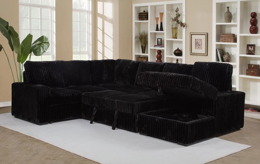 Devonshire Sleeper Sectional Sofa Storage Chaise Black view 5