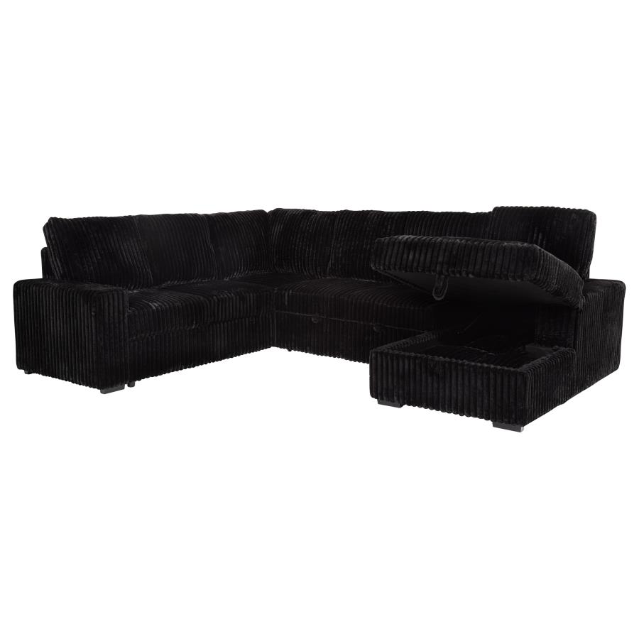 Devonshire Sleeper Sectional Sofa Storage Chaise Black view 6
