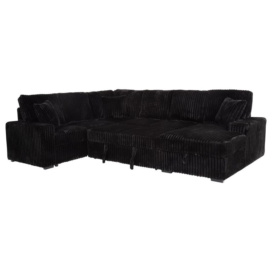 Devonshire Sleeper Sectional Sofa Storage Chaise Black view 7