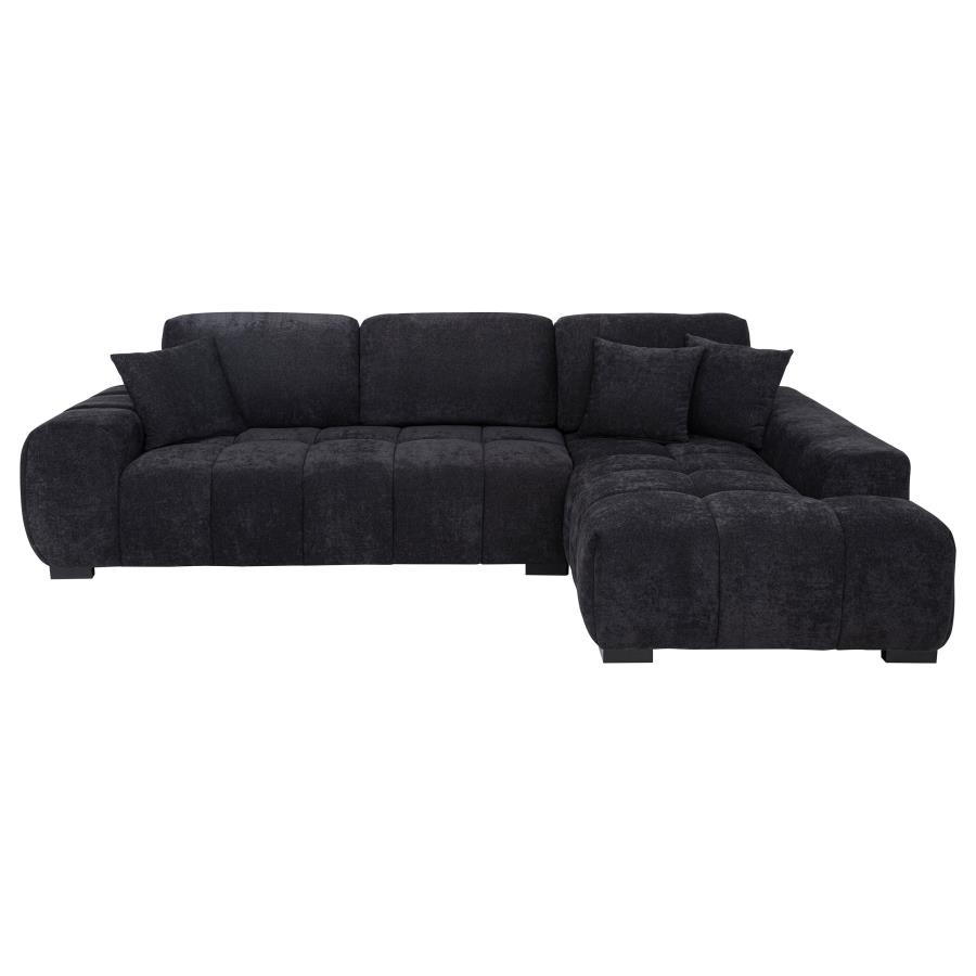 Octavia Upholstered Sectional Chaise Sofa Black view 3