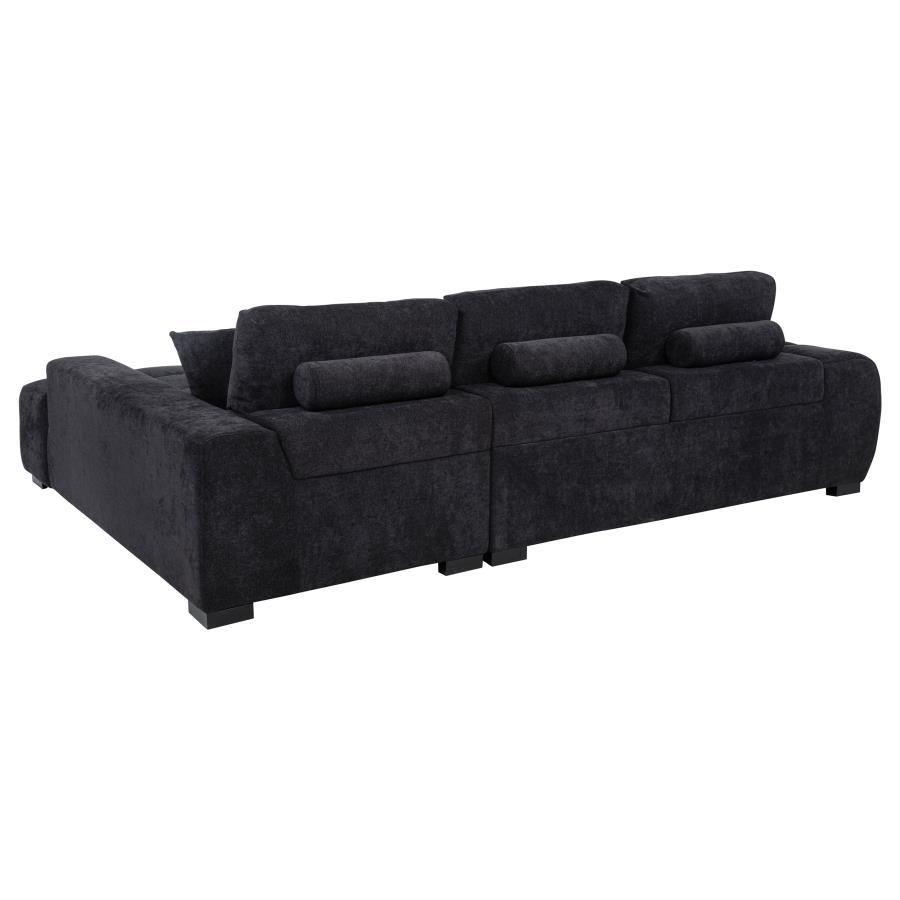 Octavia Upholstered Sectional Chaise Sofa Black view 4