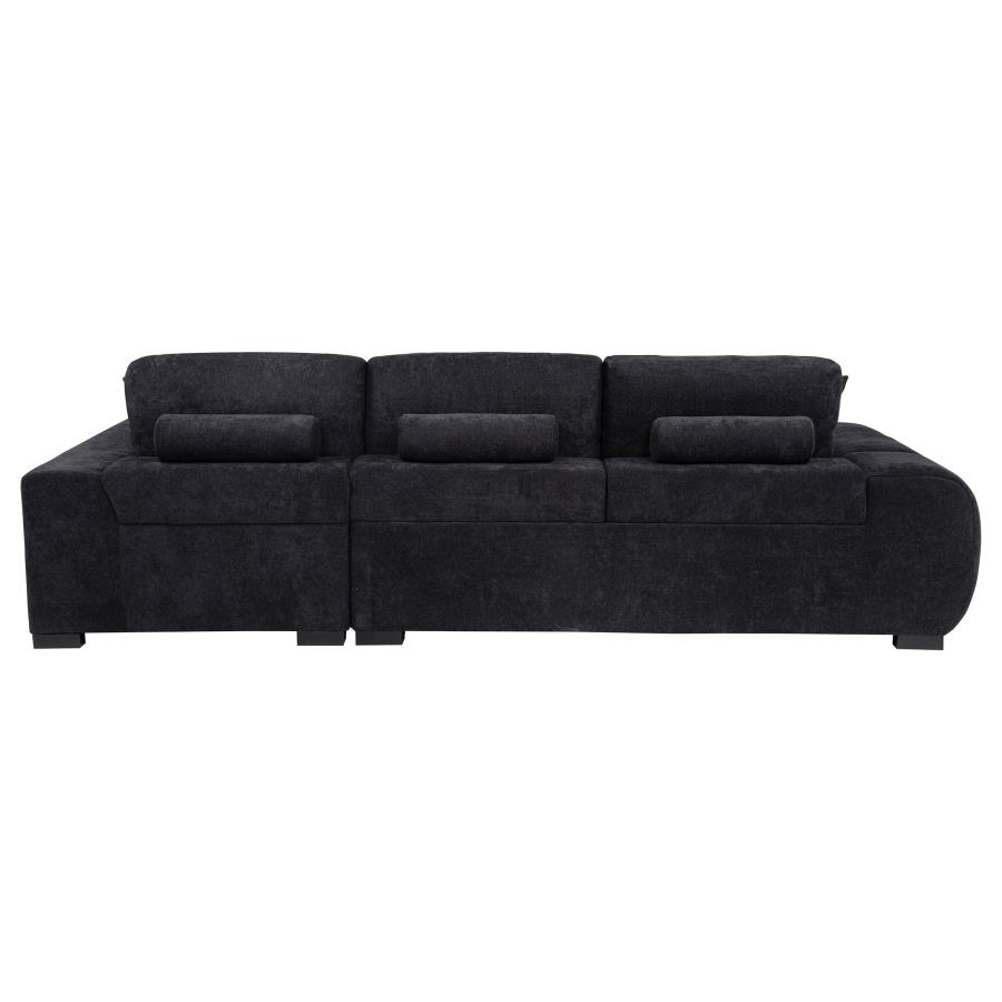 Octavia Upholstered Sectional Chaise Sofa Black view 5