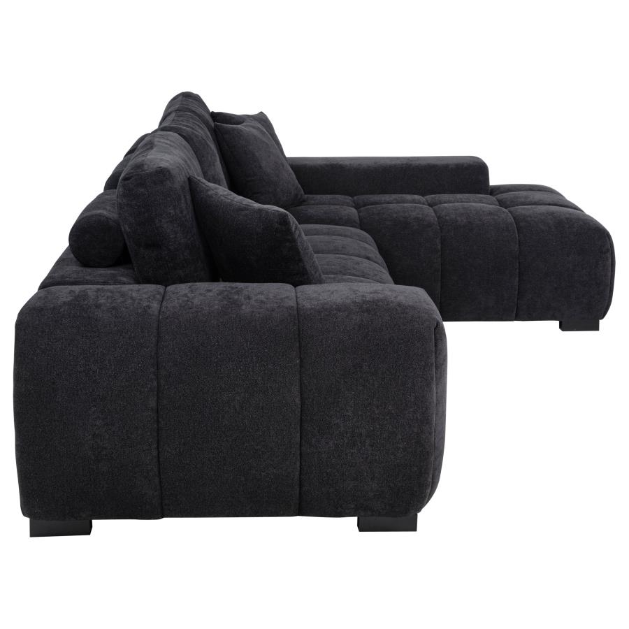 Octavia Upholstered Sectional Chaise Sofa Black view 6