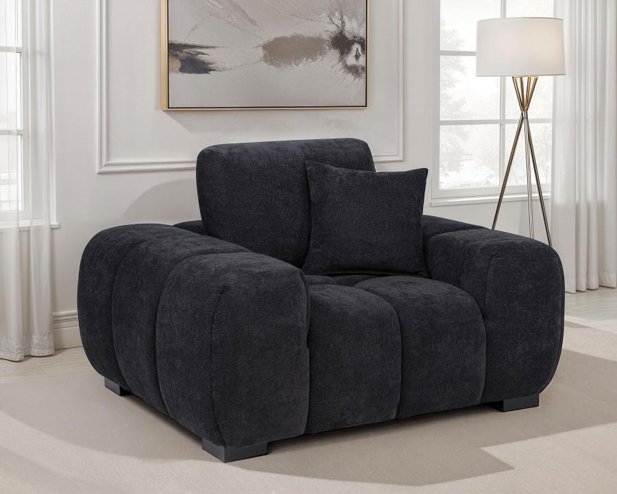 Octavia Upholstered Track Arm Accent Chair Black view 2