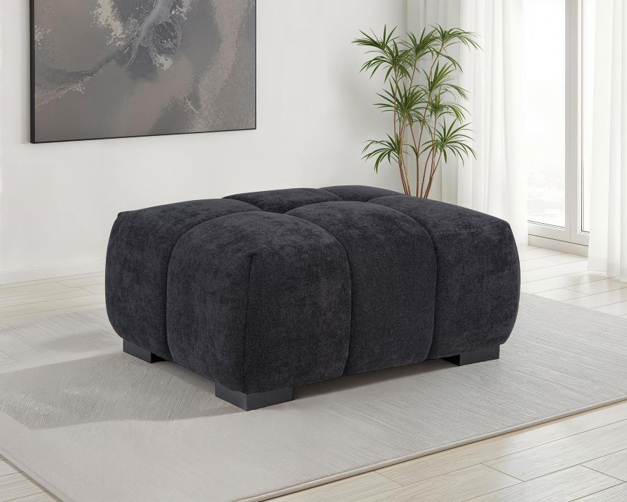 Octavia Upholstered Rectangular Ottoman Black view 2