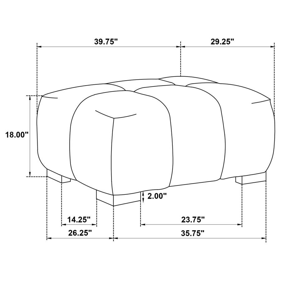 Octavia Upholstered Rectangular Ottoman Black view 6