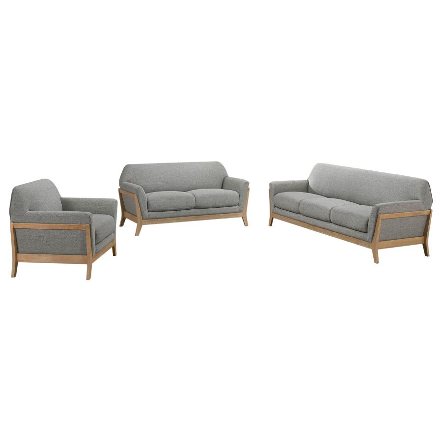 Vaughn 3-piece Fabric Upholstered Flared Arm Sofa Set Grey view 2