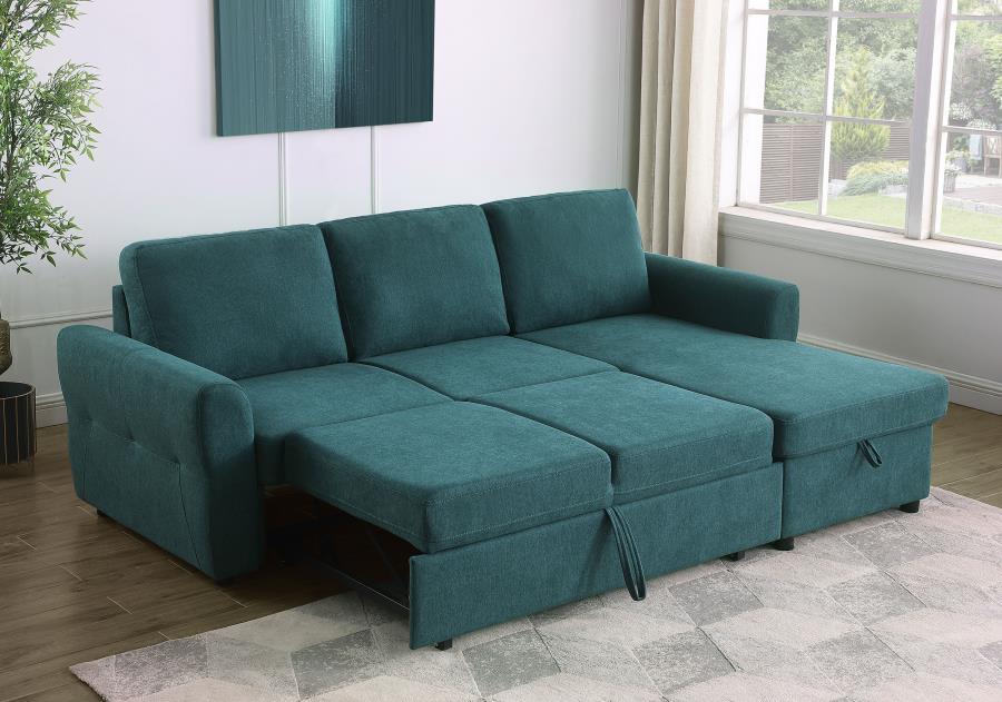 Samantha Upholstered Storage Sleeper Sectional Sofa Teal view 5