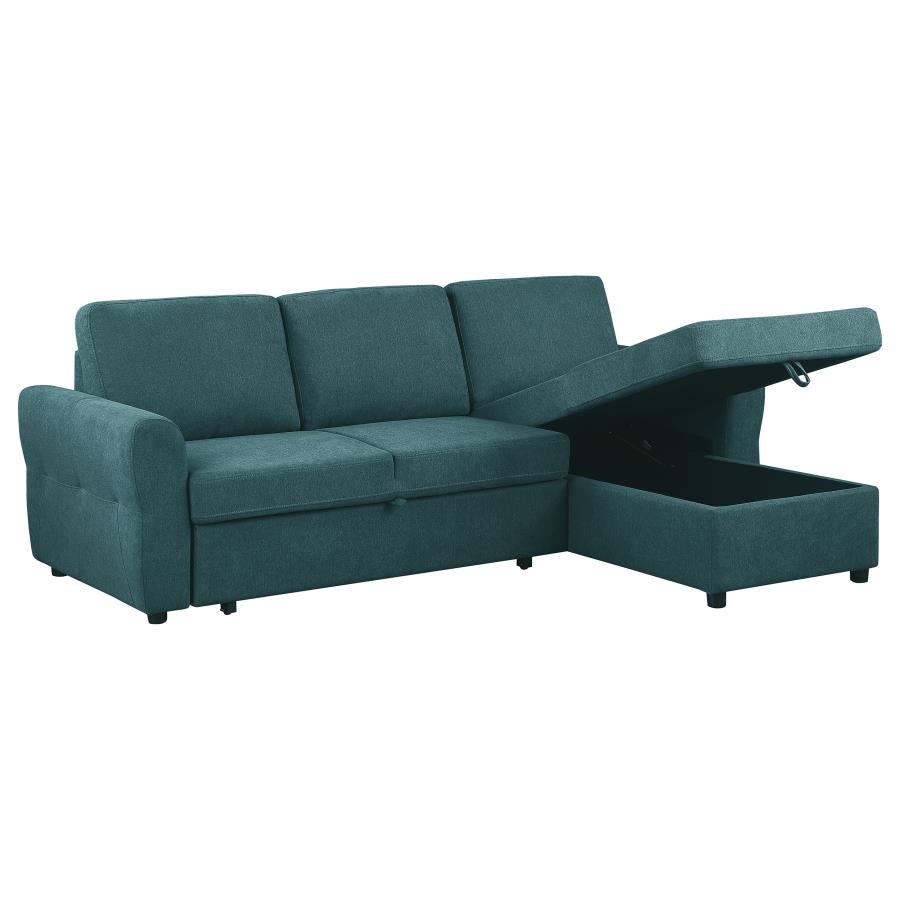 Samantha Upholstered Storage Sleeper Sectional Sofa Teal view 6