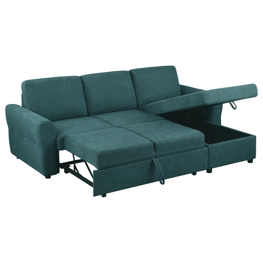 Samantha Upholstered Storage Sleeper Sectional Sofa Teal view 7