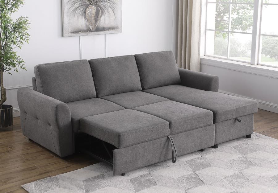 Samantha Upholstered Storage Sleeper Sectional Sofa Grey view 5