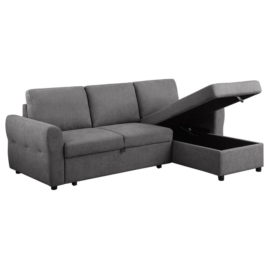 Samantha Upholstered Storage Sleeper Sectional Sofa Grey view 6