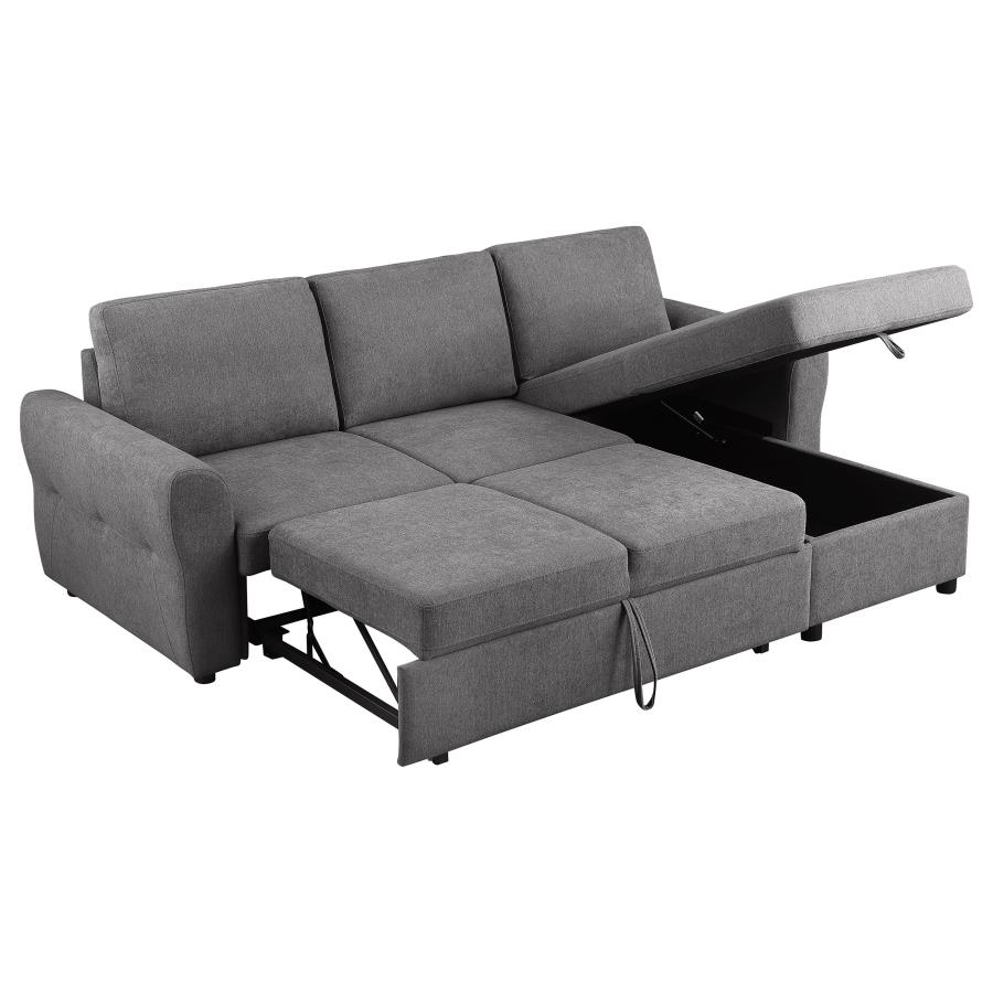Samantha Upholstered Storage Sleeper Sectional Sofa Grey view 7