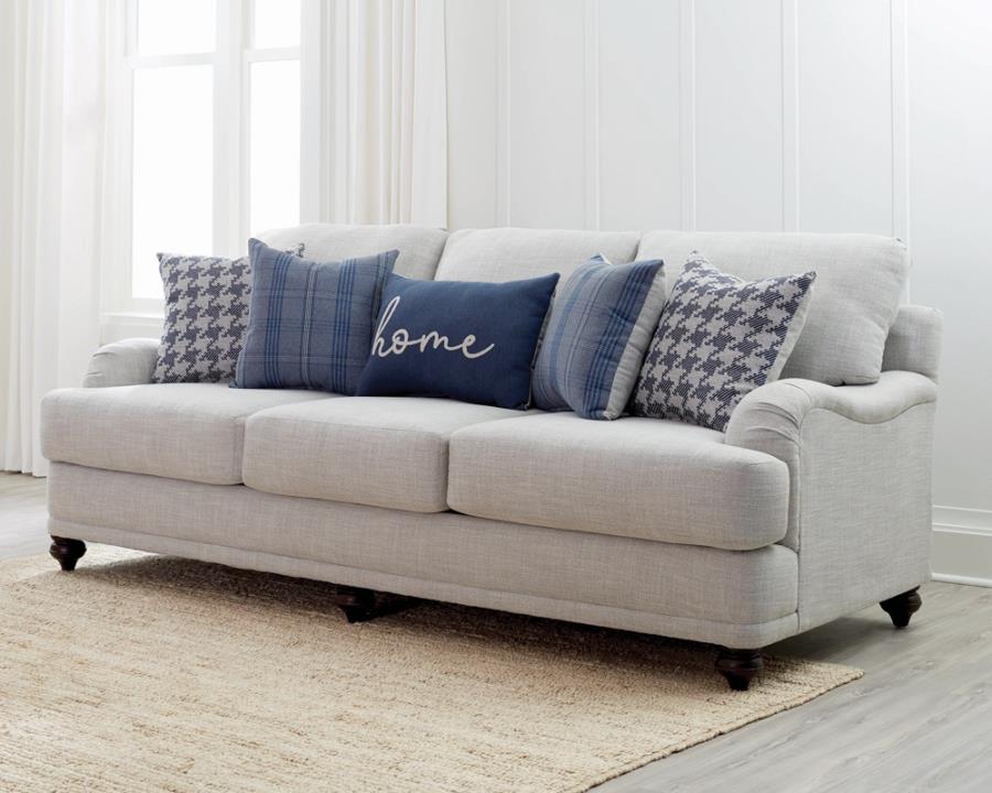 Glenn Upholstered English Arm Sofa Light Grey and Blue view 2