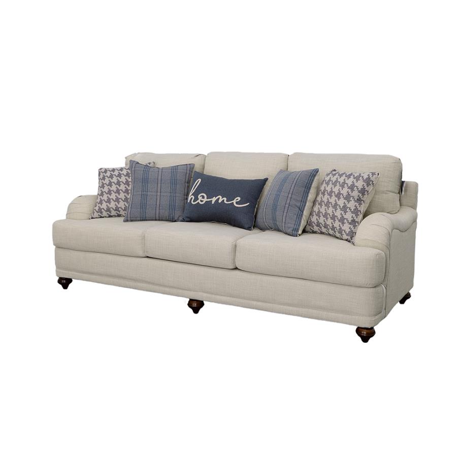 Glenn Upholstered English Arm Sofa Light Grey and Blue view 4
