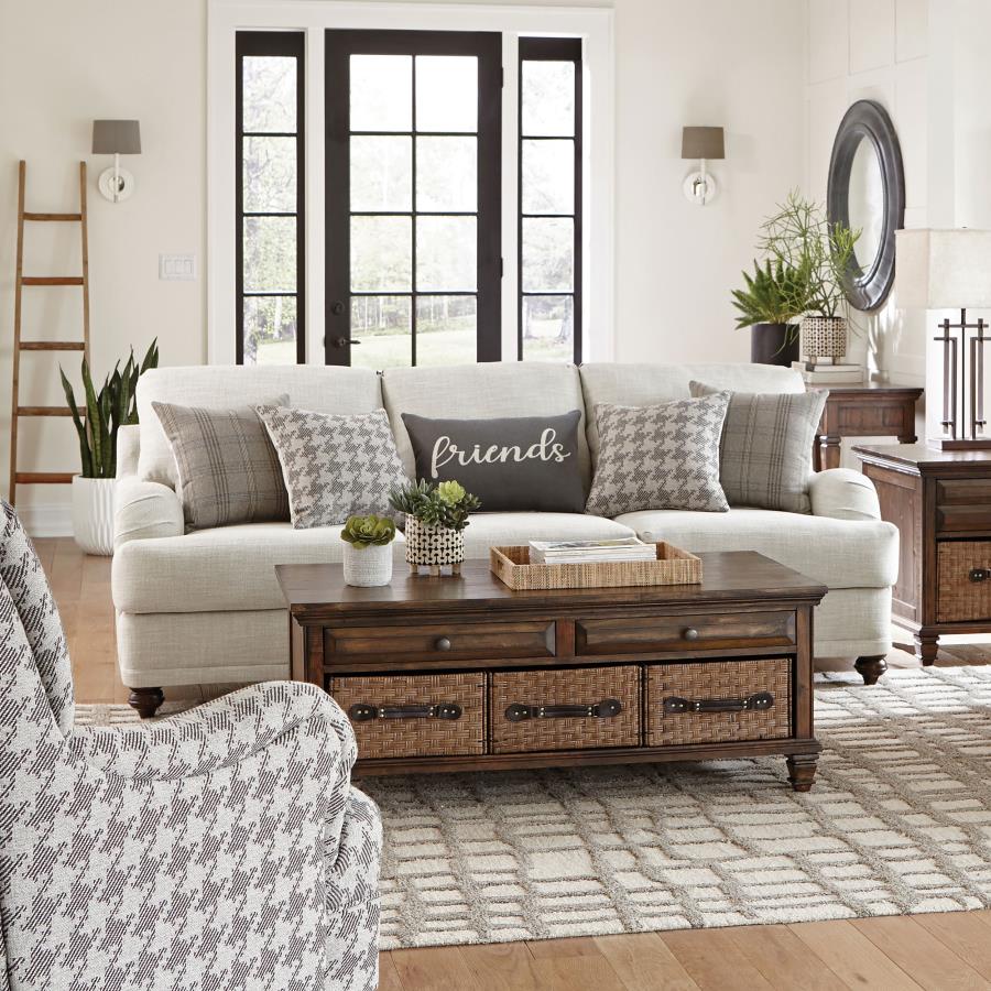 Glenn Upholstered English Arm Sofa Light Grey and Grey view 2