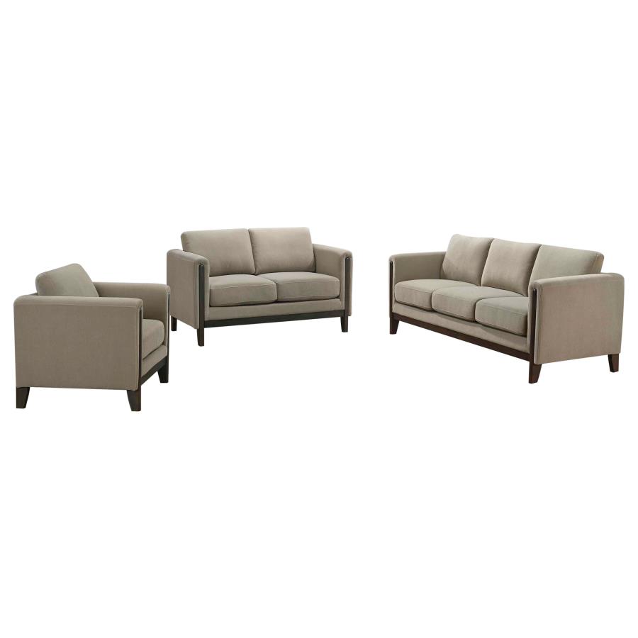 Islington 3-piece Upholstered Panel Arm Sofa Set Taupe view 2