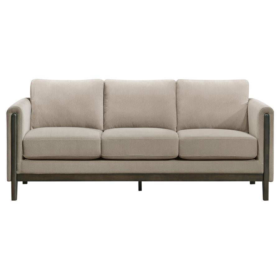 Islington Fabric Upholstered Panel Arm Sofa Taupe view 3