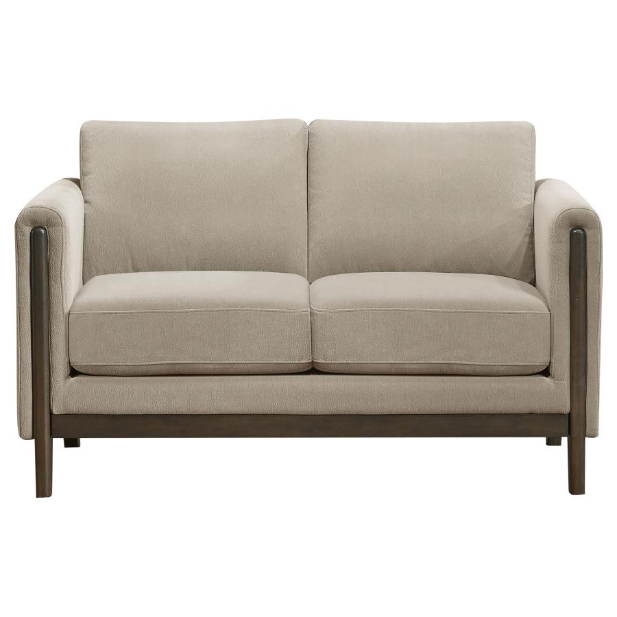 Islington Fabric Upholstered Panel Arm Loveseat Taupe view 3
