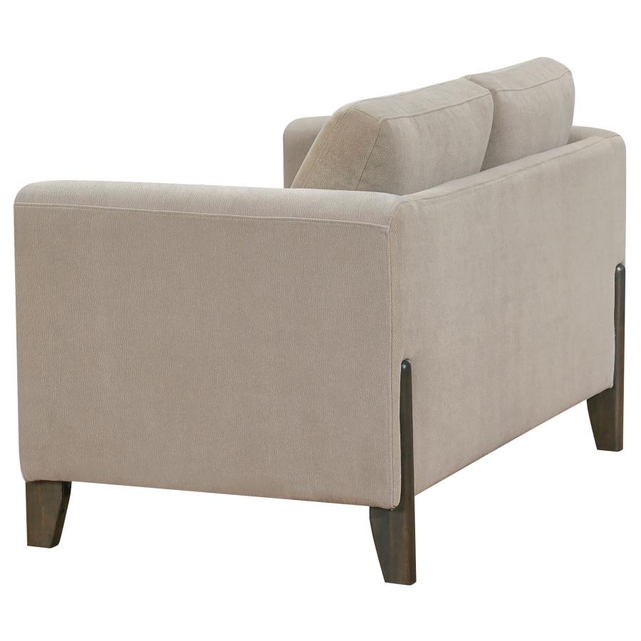 Islington Fabric Upholstered Panel Arm Loveseat Taupe view 4