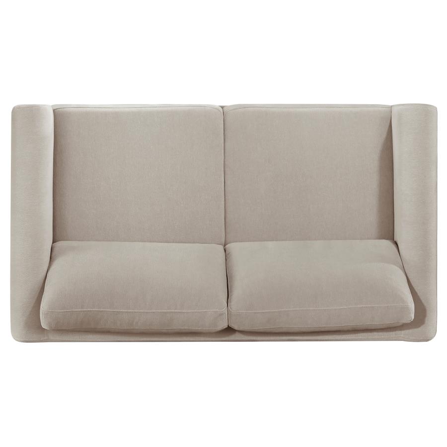 Islington Fabric Upholstered Panel Arm Loveseat Taupe view 6