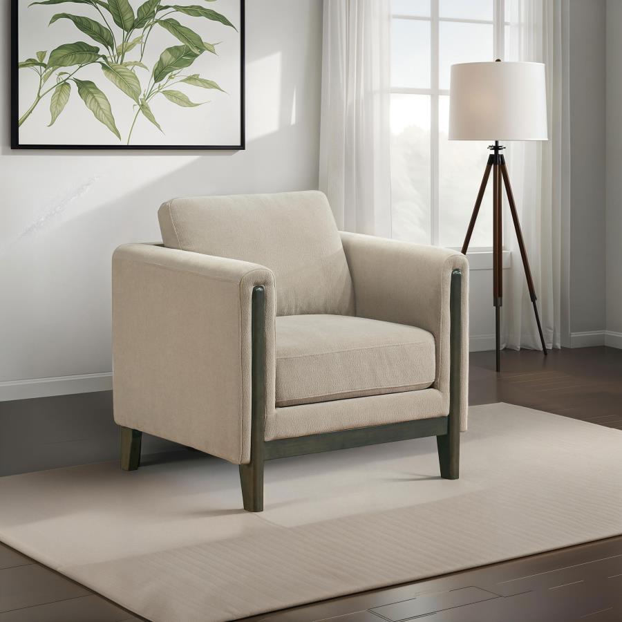 Islington Fabric Upholstered Panel Arm Accent Chair Taupe view 2
