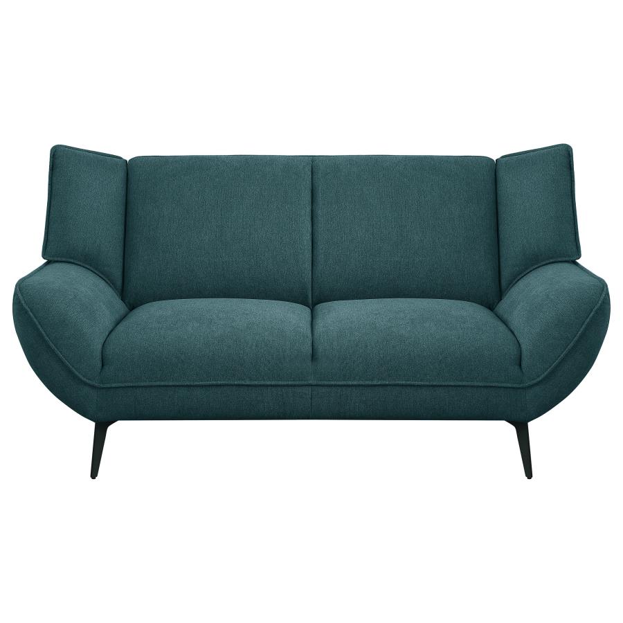 Acton Upholstered Flared Arm Loveseat Teal Blue view 3