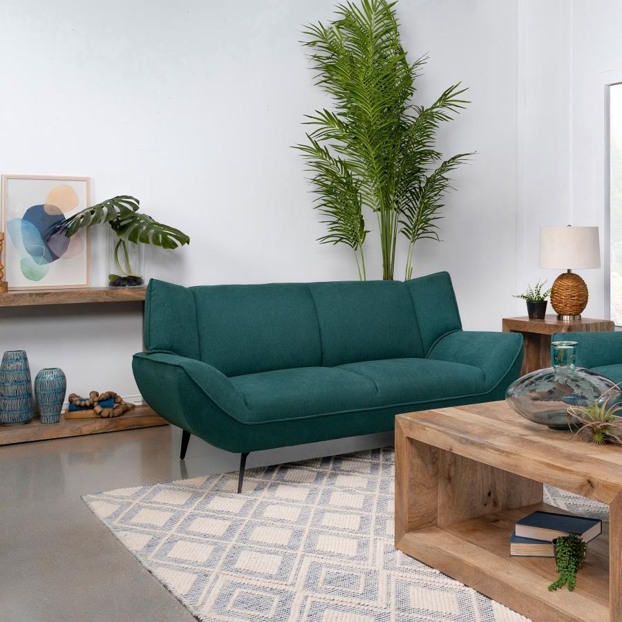 Acton Upholstered Flared Arm Loveseat Teal Blue view 2