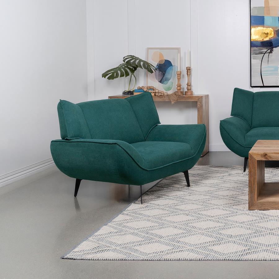 Acton Upholstered Flared Arm Accent Chair Teal Blue view 2
