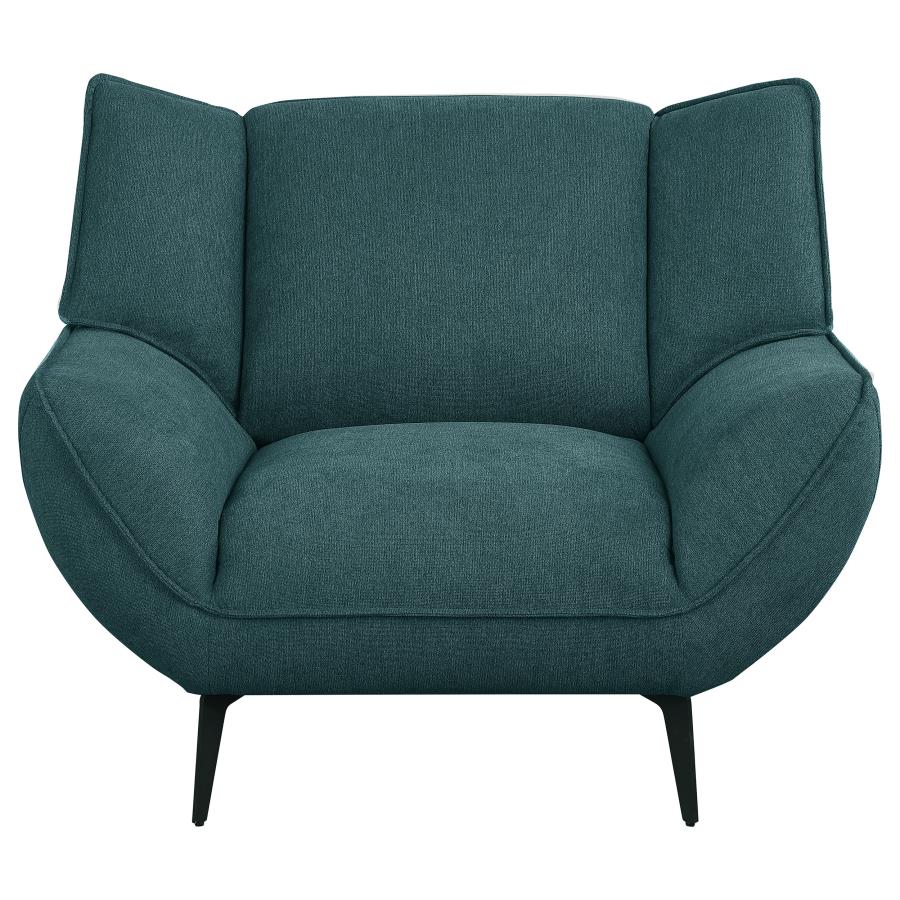 Acton Upholstered Flared Arm Accent Chair Teal Blue view 3