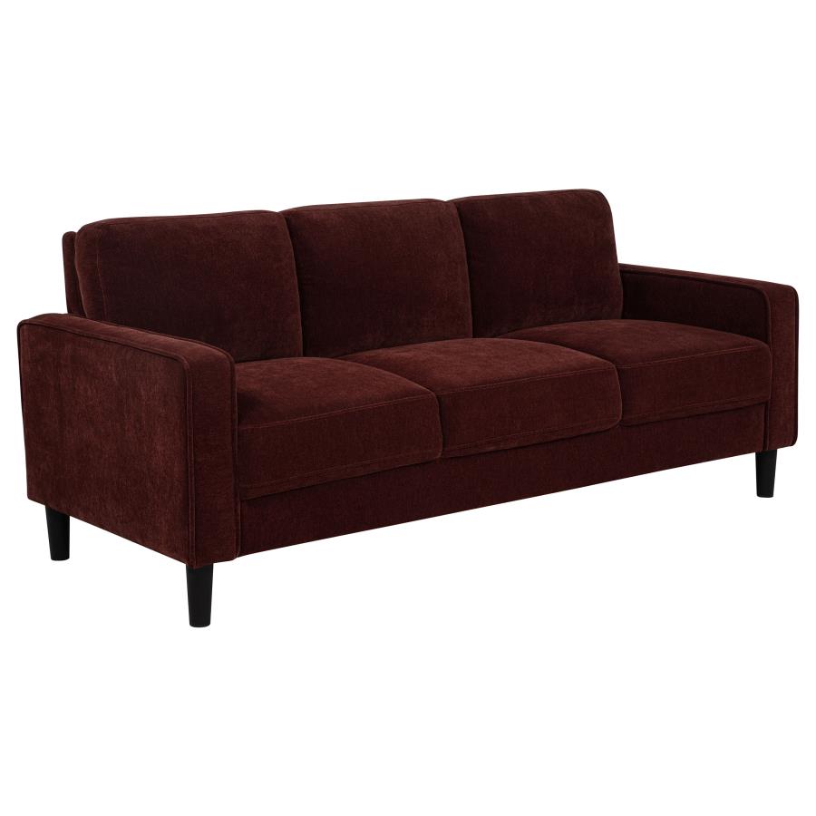 Ruth 2-piece Fabric Upholstered Track Arm Sofa Rust Red view 3