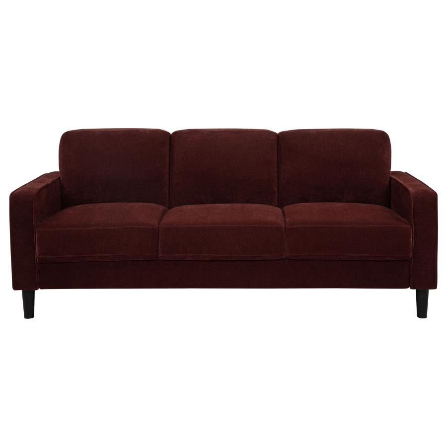 Ruth 2-piece Fabric Upholstered Track Arm Sofa Rust Red view 4