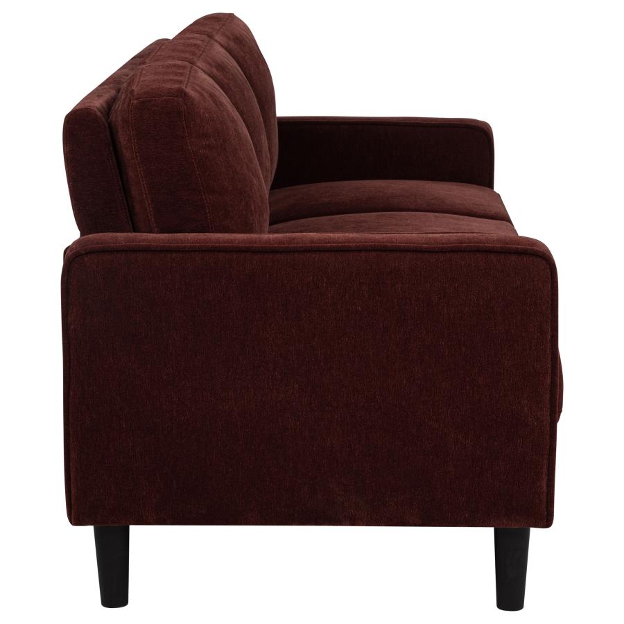 Ruth 2-piece Fabric Upholstered Track Arm Sofa Rust Red view 6
