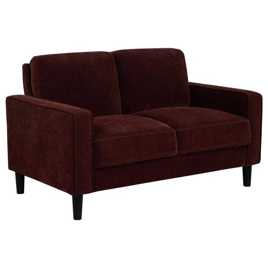 Ruth 2-piece Fabric Upholstered Track Arm Sofa Rust Red view 7