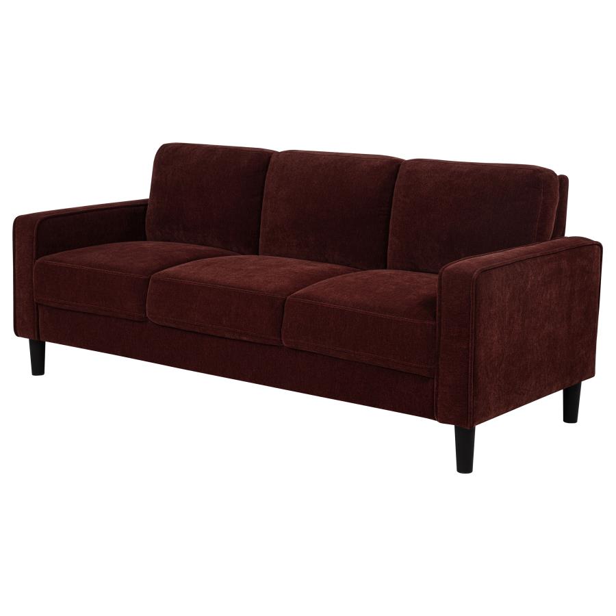 Ruth 77-inch Fabric Upholstered Track Arm Sofa Rust Red view 4
