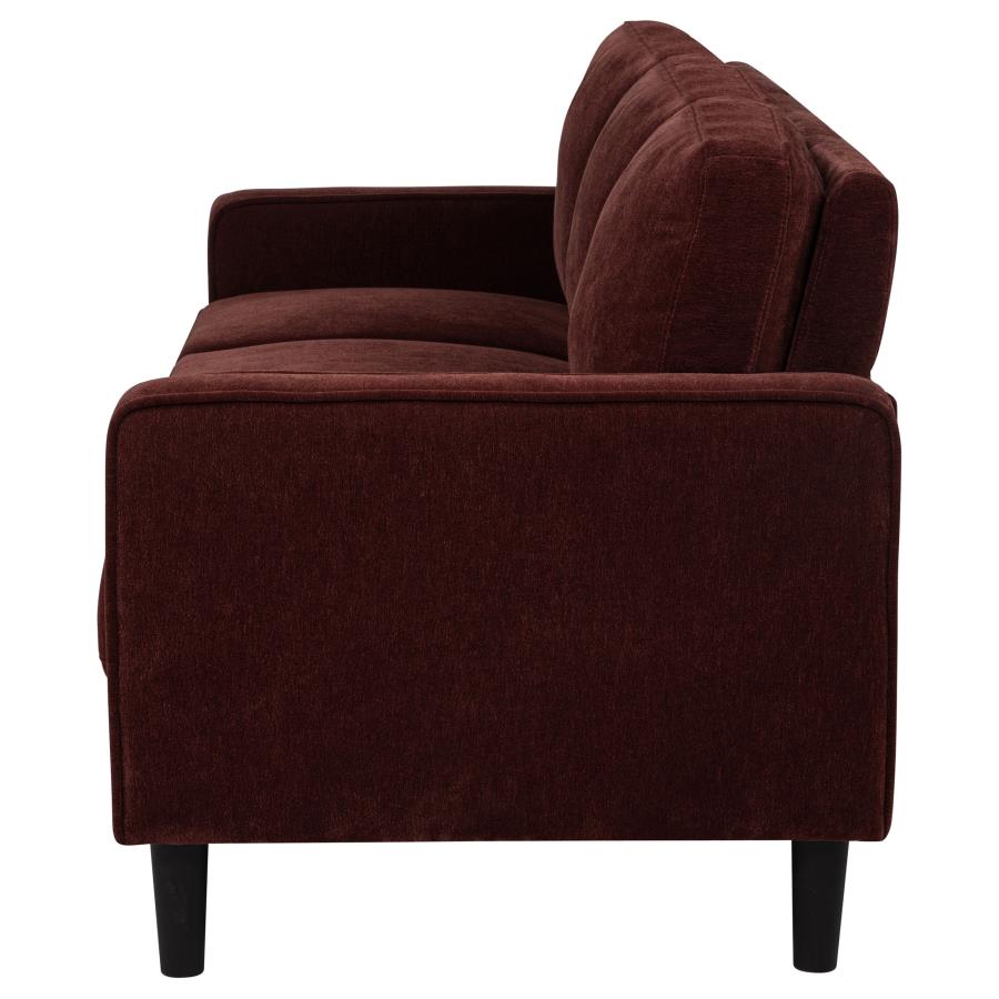 Ruth 77-inch Fabric Upholstered Track Arm Sofa Rust Red view 5