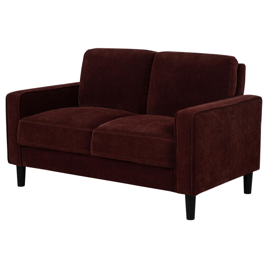Ruth Fabric Upholstered Track Arm Loveseat Rust Red view 4